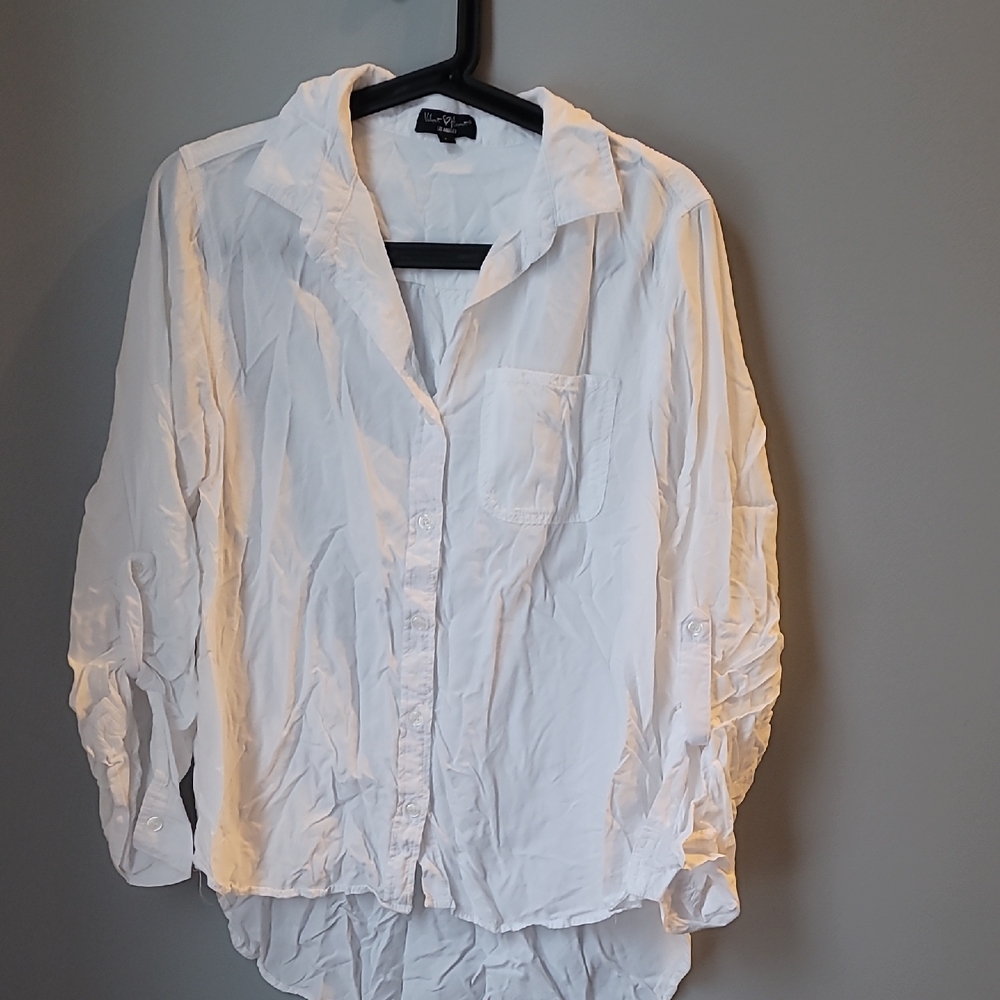 Velvet Heart White Casual Button Down Shirt